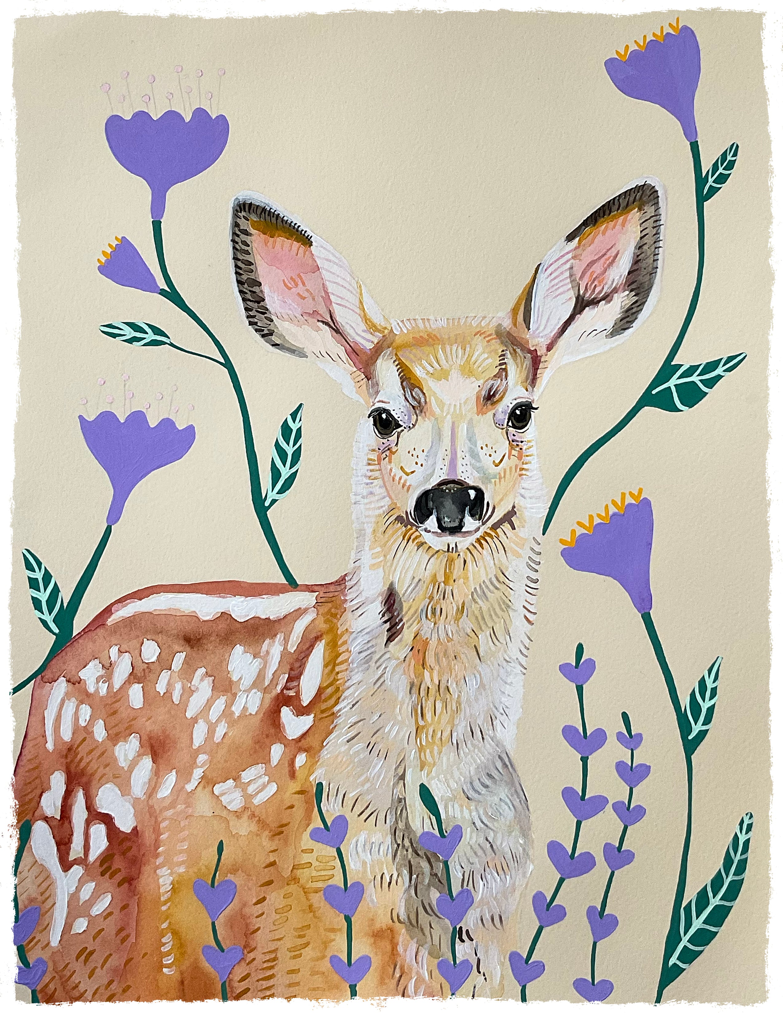 Deer in Purple Flowers