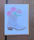 Greeting Card: Pink Cone Flower Boot