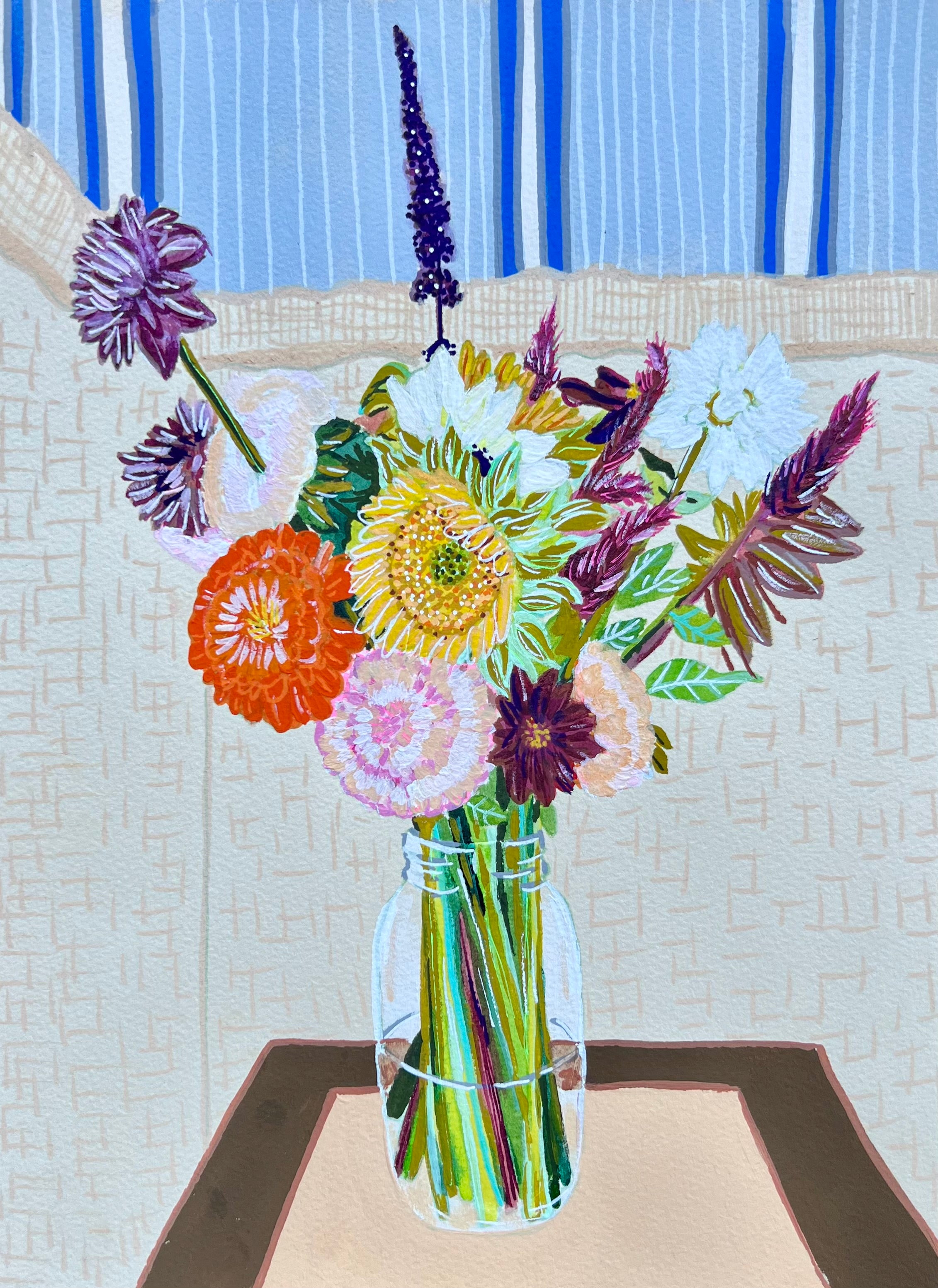 Flowers in blue room