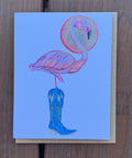 Greeting Card: Flamingo in a Boot