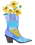 Snake Cowgirl Boot with Yellow Flowers